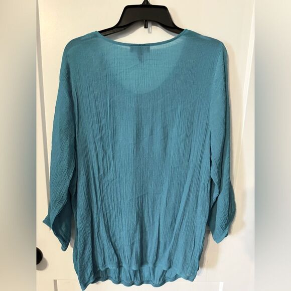 I.N. Studio Blue Embellished 3/4 Sleeve Blouse - Picture 6 of 7